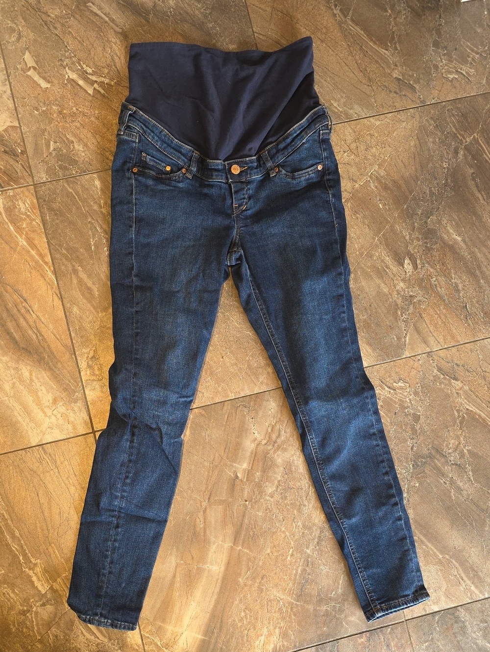 H&M Maternity Dark Blue Skinny Jeans with Stretch Panel